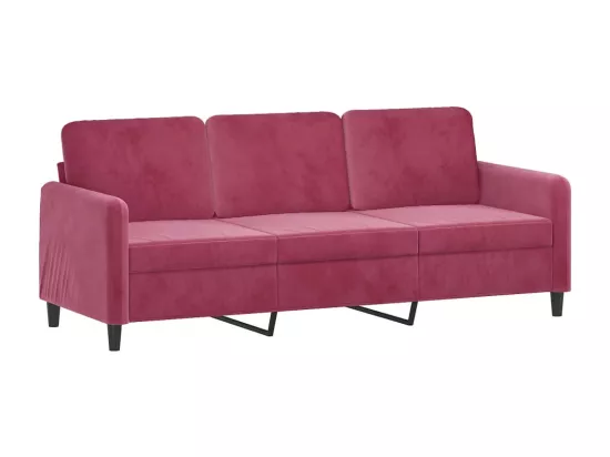 Canapé 3 places avec oreillers bordeaux 180 cm velours