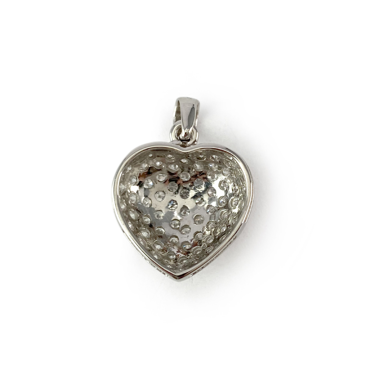 Pendentif coeur d'occasion or 750 blanc diamants