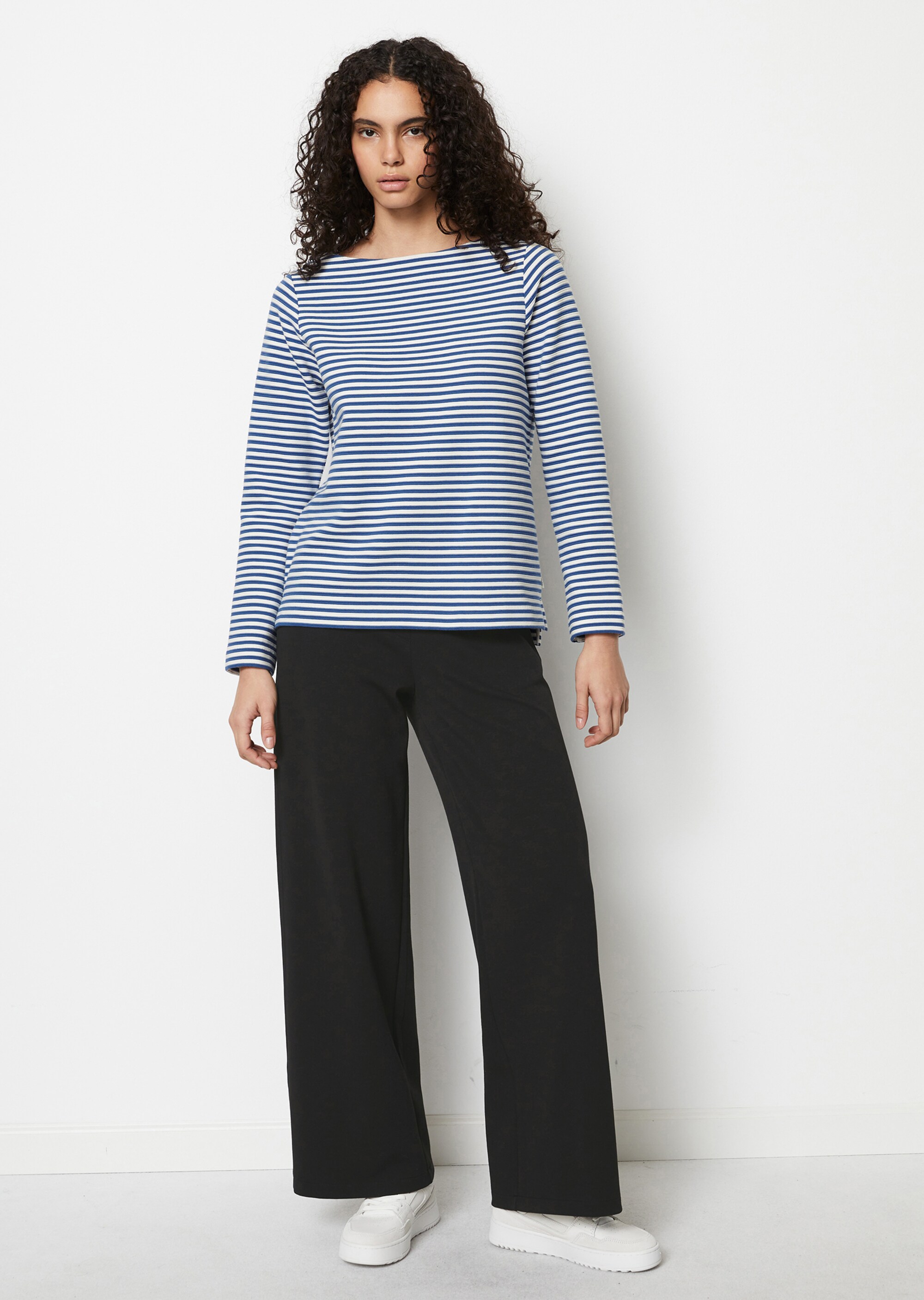 Streifen-Longsleeve regularaus Ottoman-Jersey