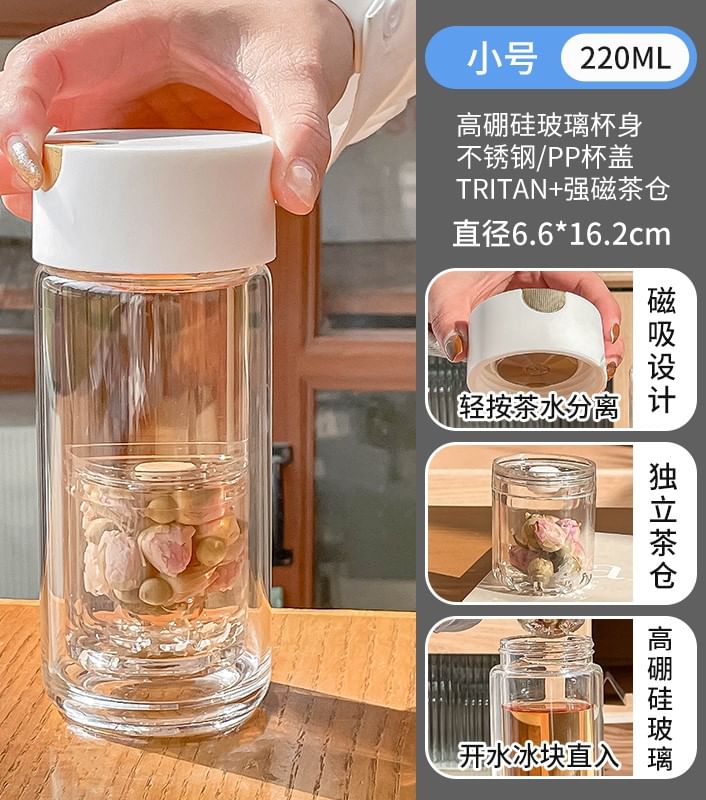 Fun House - Dubbelwandige glazen thee-infuser drinkfles (verschillende ontwerpen)