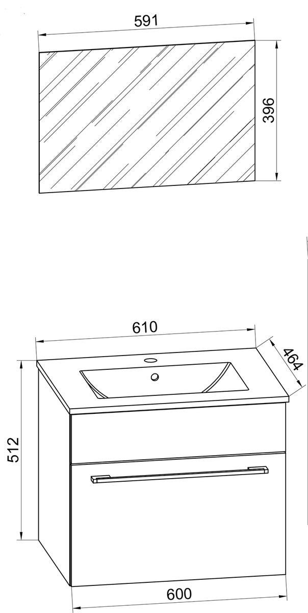 3-delige wastafelset Badinos SP Wit
