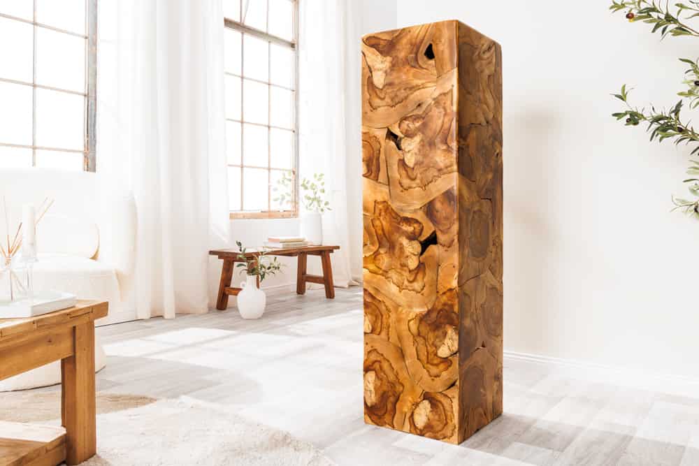 Massive Säule TRIBAL 110cm braun natur Teakholz handmade Dekoration