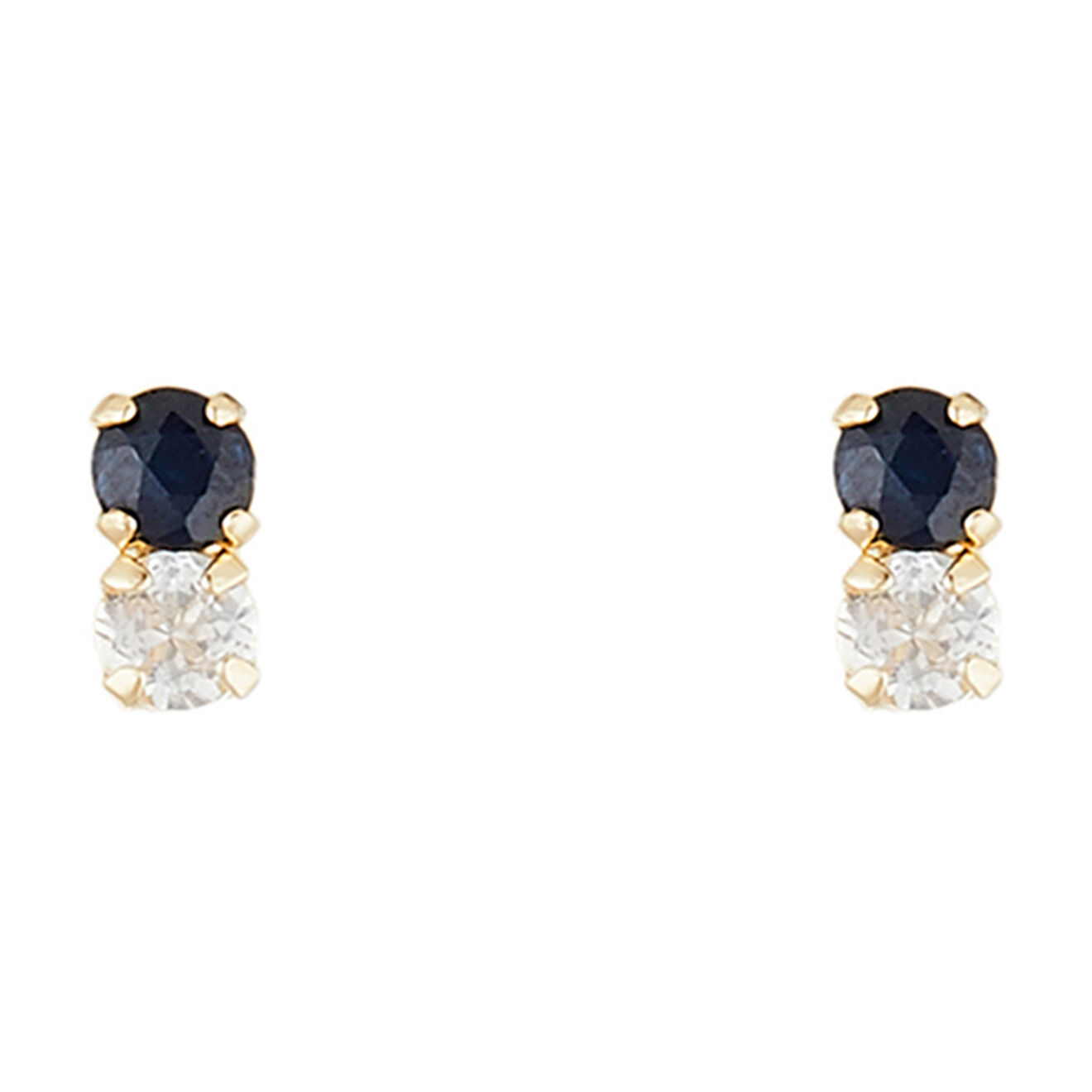 Instant d'Or Boucles d'oreilles Puces Duo Précieuses Topaze & Saphir 0.16ct or jaune