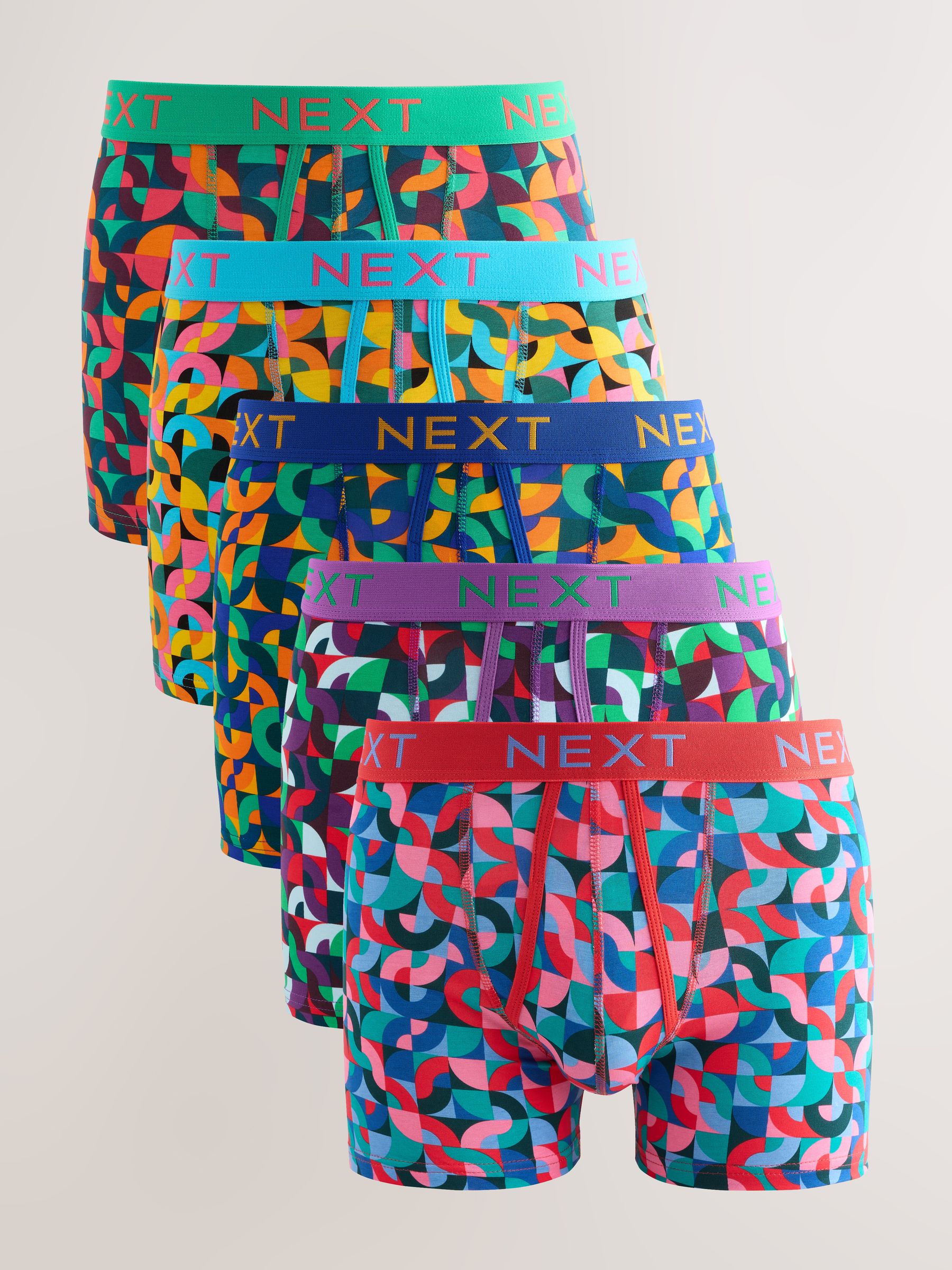 Helder Blauw/Oranje/Paars Cirkel Geo Print - Boxershorts met A-voorkant