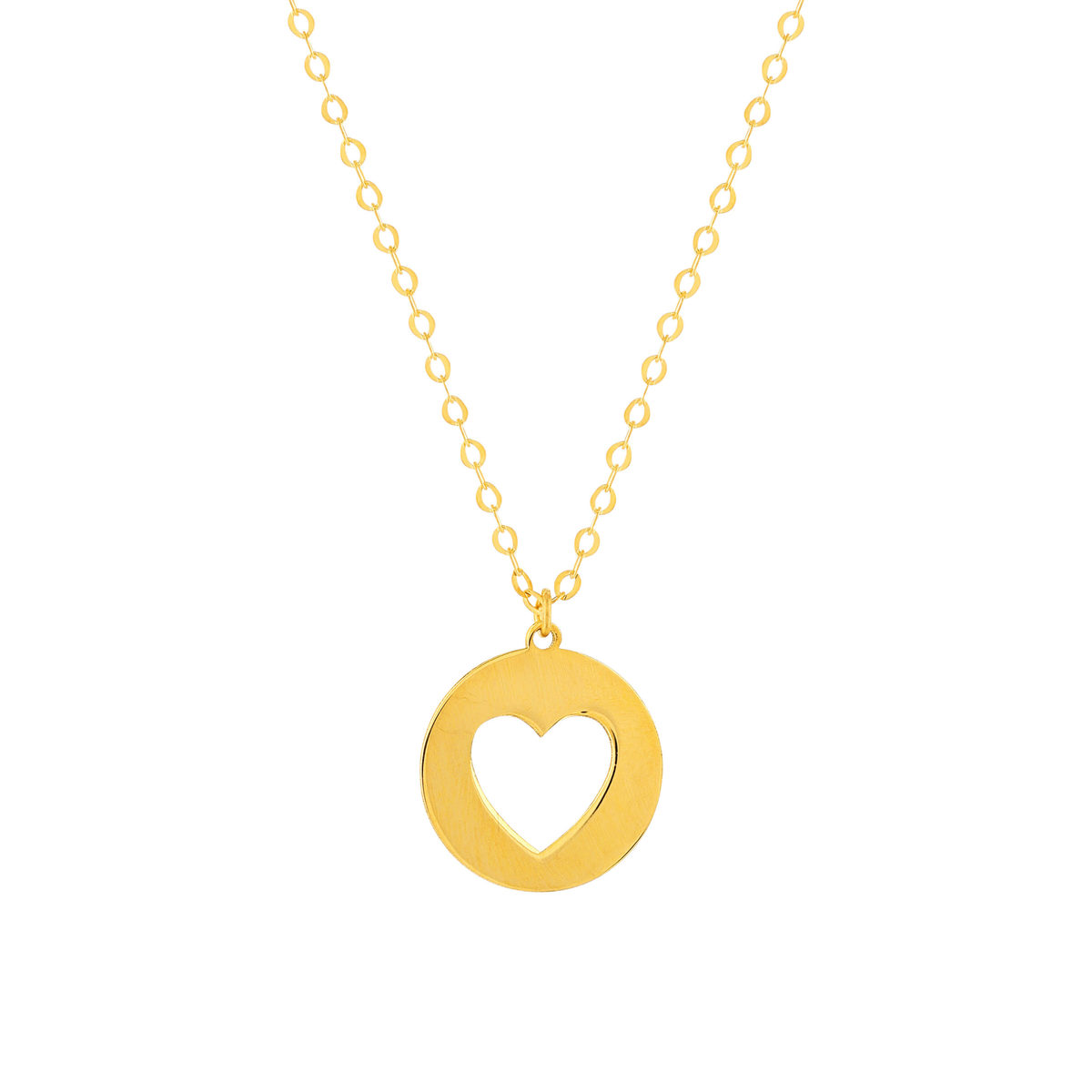 Collier or 375 jaune, motif coeur 45 cm