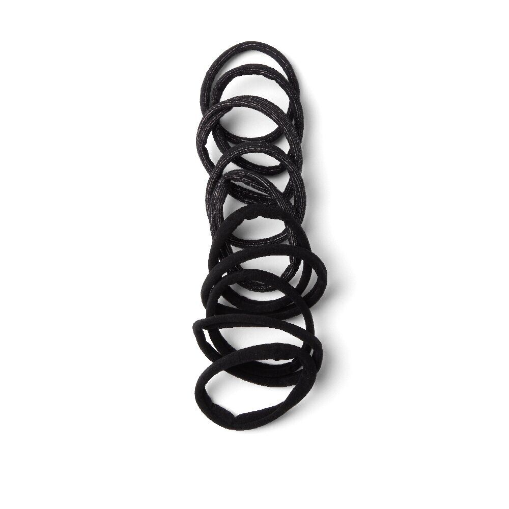 Lot de 10 élastiques à cheveux mousse polyester noir et argenté