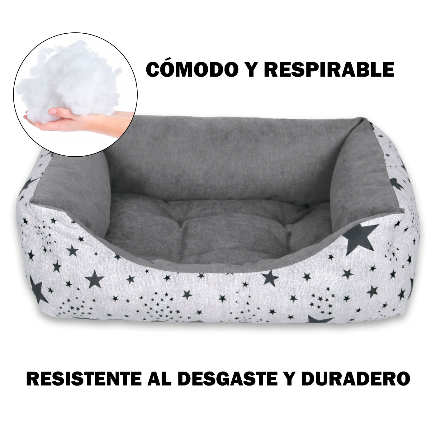 HOME MERCURY - Cesta, Cama confortável para cães, gatos e outros animais de estimação, com enchimento de fibra, resistente ao desgaste e durável (Grande, Estrelas)