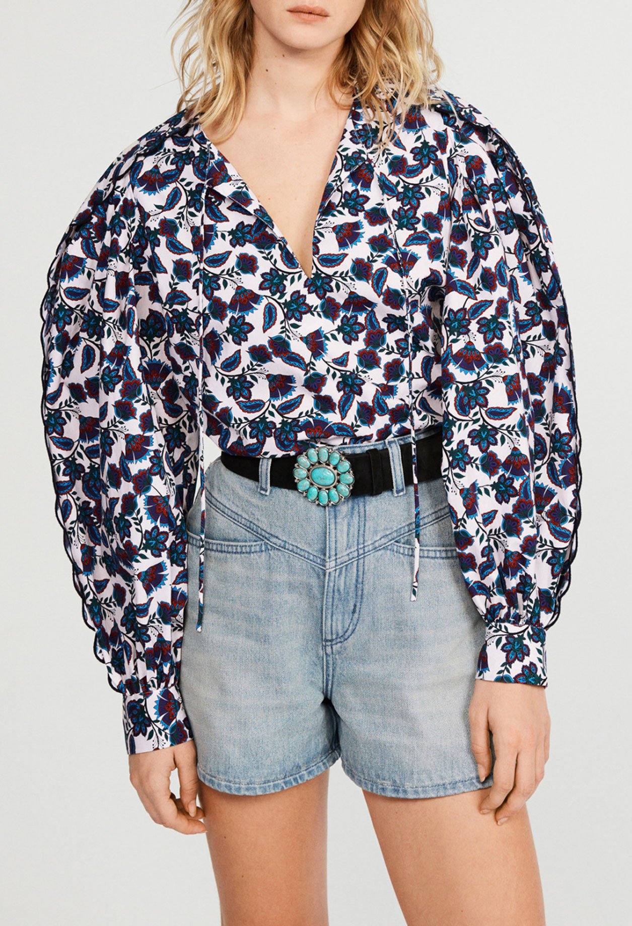 Blouse &agrave; fleurs en coton biologique