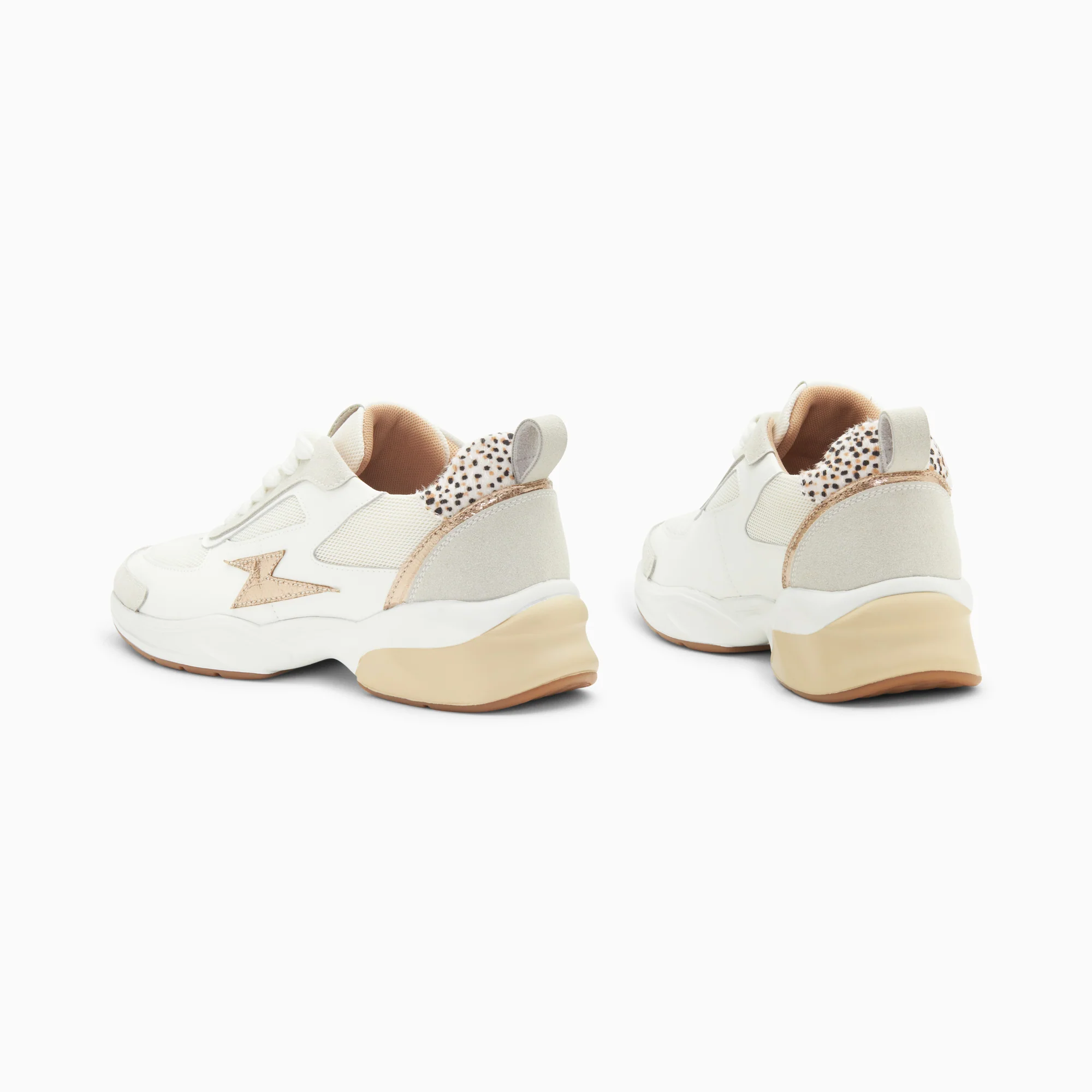Sneakers-Baskets éclair Nina blanc et or à semelle graphique