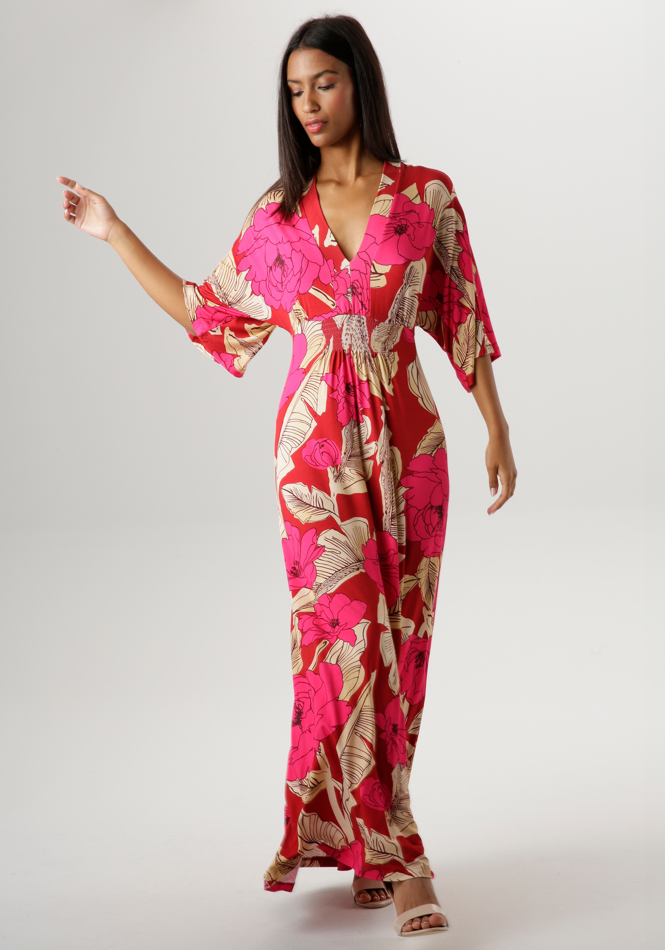 Aniston SELECTED Sommerkleid mit grossflächigem Blüten- und Blätterdruck