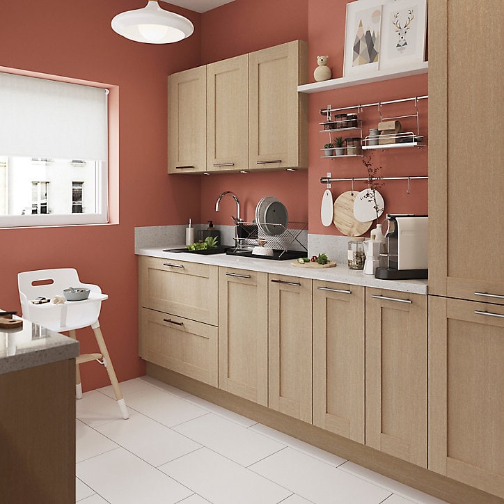 Façade de cuisine 1 tiroir et 2 casseroliers Alpinia décor chêne l. 50 cm x H. 72 cm GoodHome