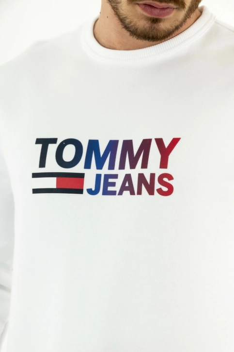 sweat tommy jeans ombre corp logo ybr white