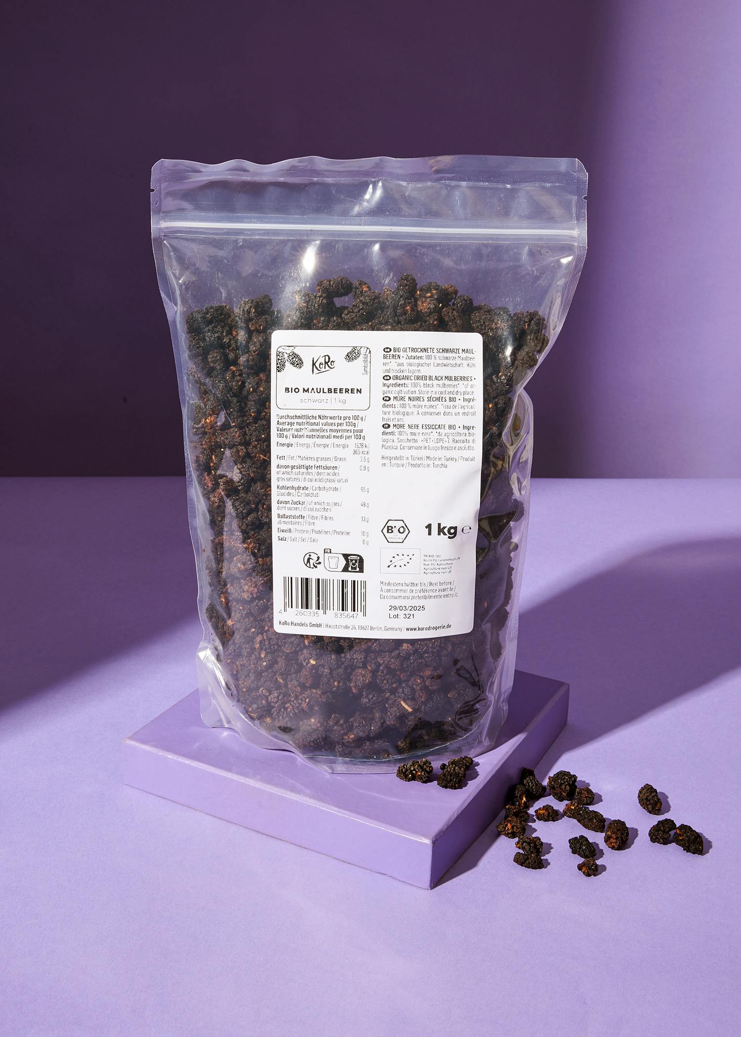 Schwarze Bio Maulbeeren 1 kg