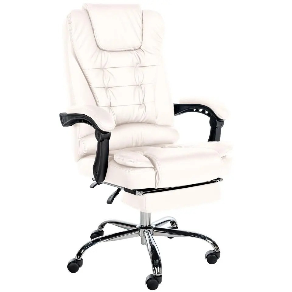 CLP Bureaustoel Oxygen chroom Frame - Kunstleer - wit