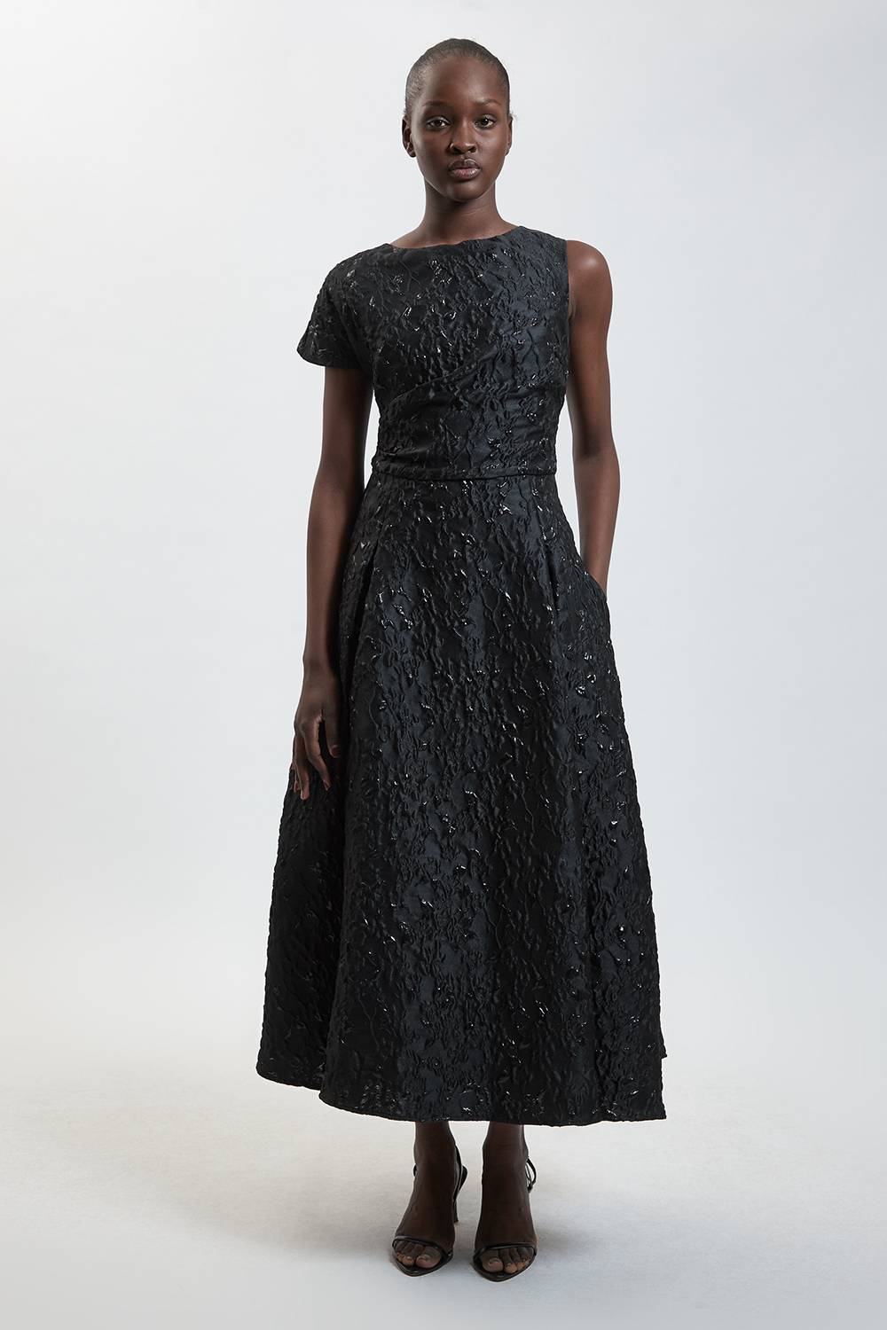 KarenMillen Robe Midi Jacquard À Manche Asymétrique