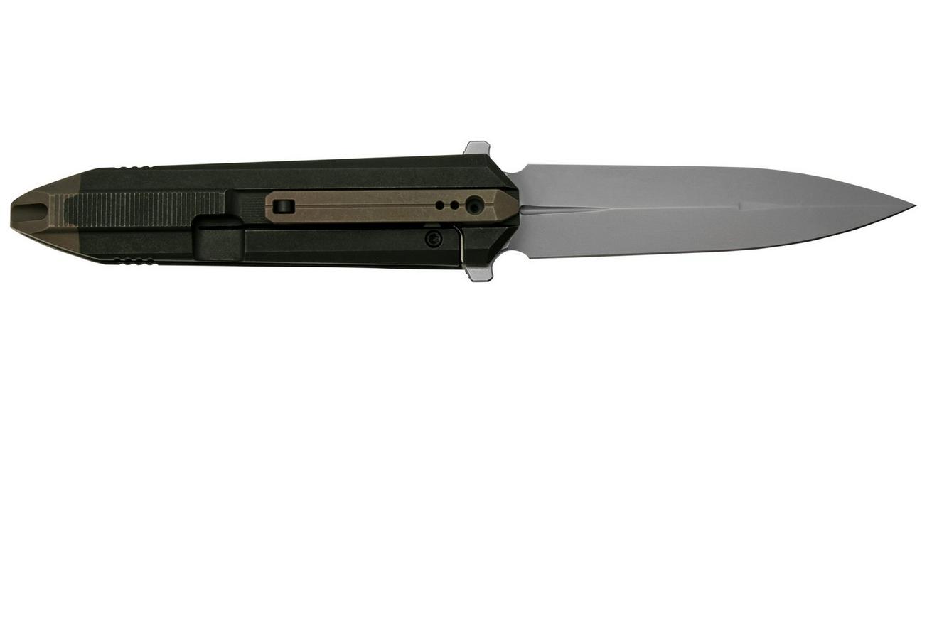 WE Knife Diatomic WE22032-3 Black Titanium Bronze Accents, Bead Blasted Single Edge zakmes