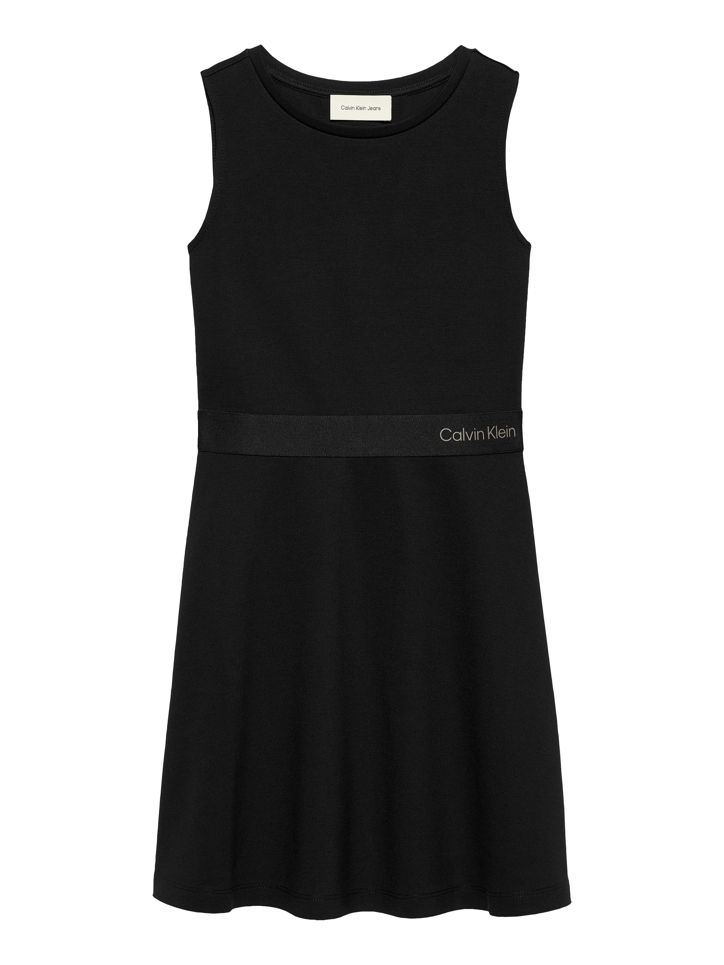 Calvin Klein Jeans Minikleid »FIT FLARE SLEEVELESS PUNTO DRESS« Logo-Tape-Besatz an der Taille