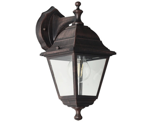 Buitenwandlamp, hangend, 1-lichts, HxBxD 31x14x19 cm, roestkleurig metaal