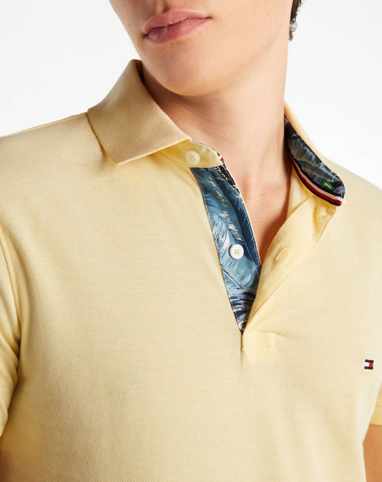 Tommy Hilfiger Polo col Gorg imprimé jaune