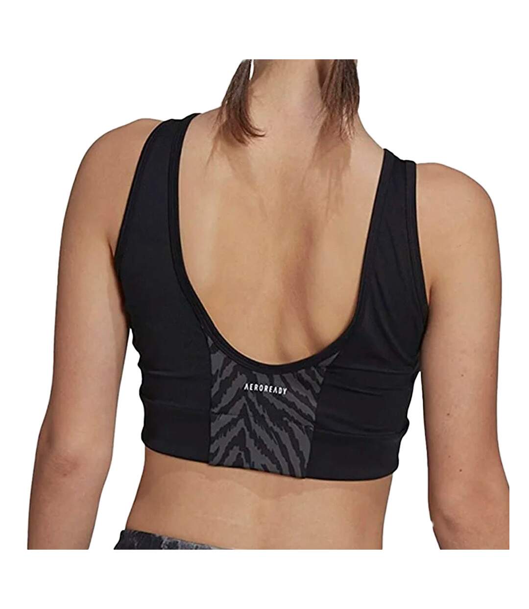Crop Top Gris/Noir Femme Adidas Aeroready