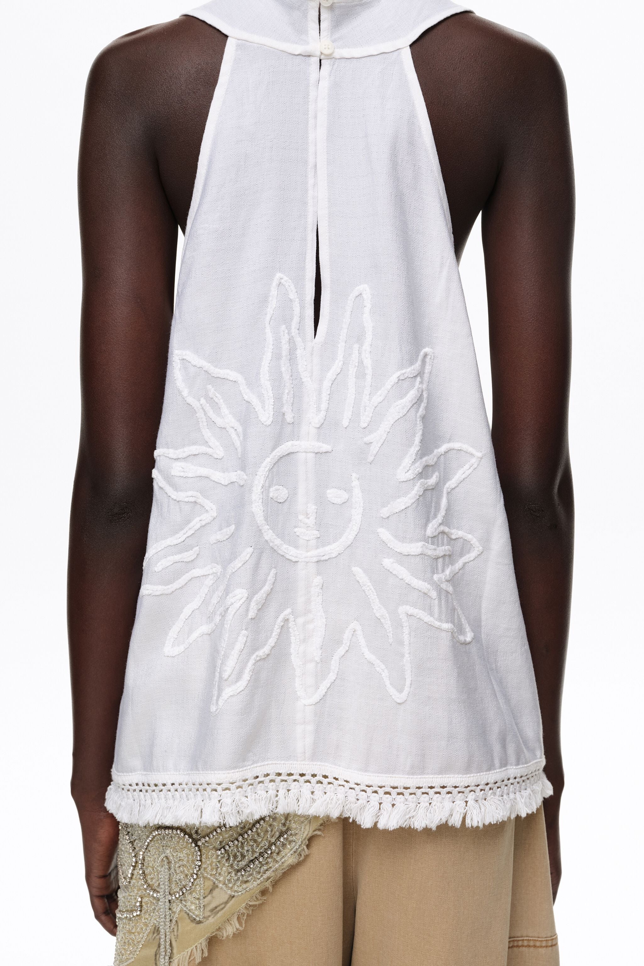 Top envelope branco com franjas
