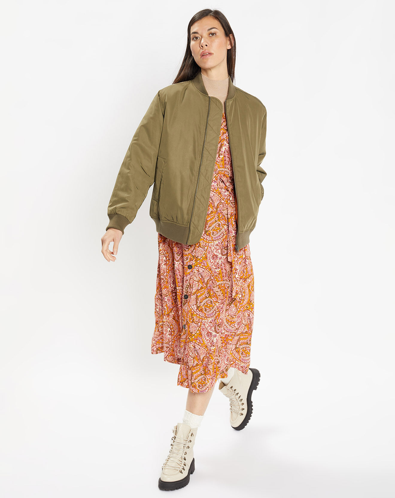 Galeries Lafayette Blouson bombers Ridley vert kaki