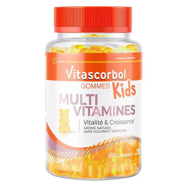Vitascorbol Gommes Multikids Multivitamines Enfants Raisin Fraise 45 Gommes