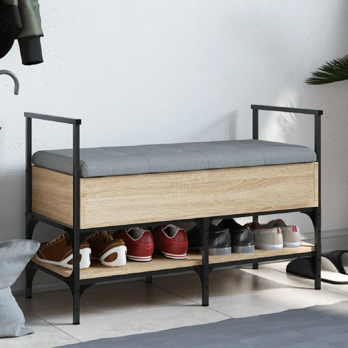 vidaXL Banc à chaussures - Chêne sonoma 85,5x42x57,5 cm