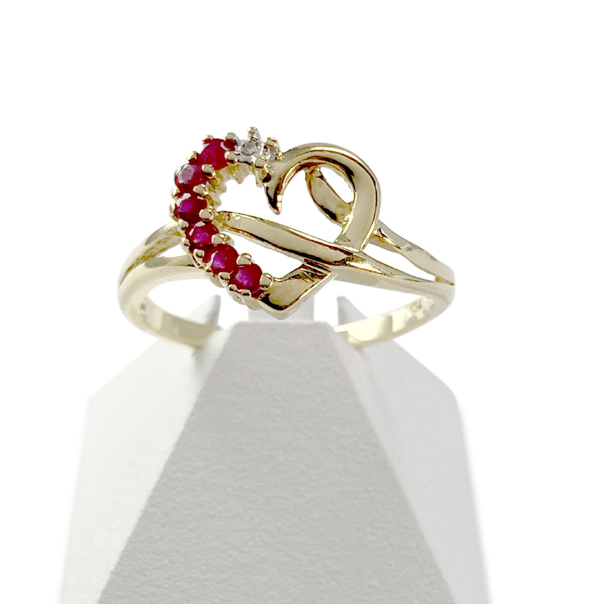Bague d'occasion or 750 jaune diamant rubis
