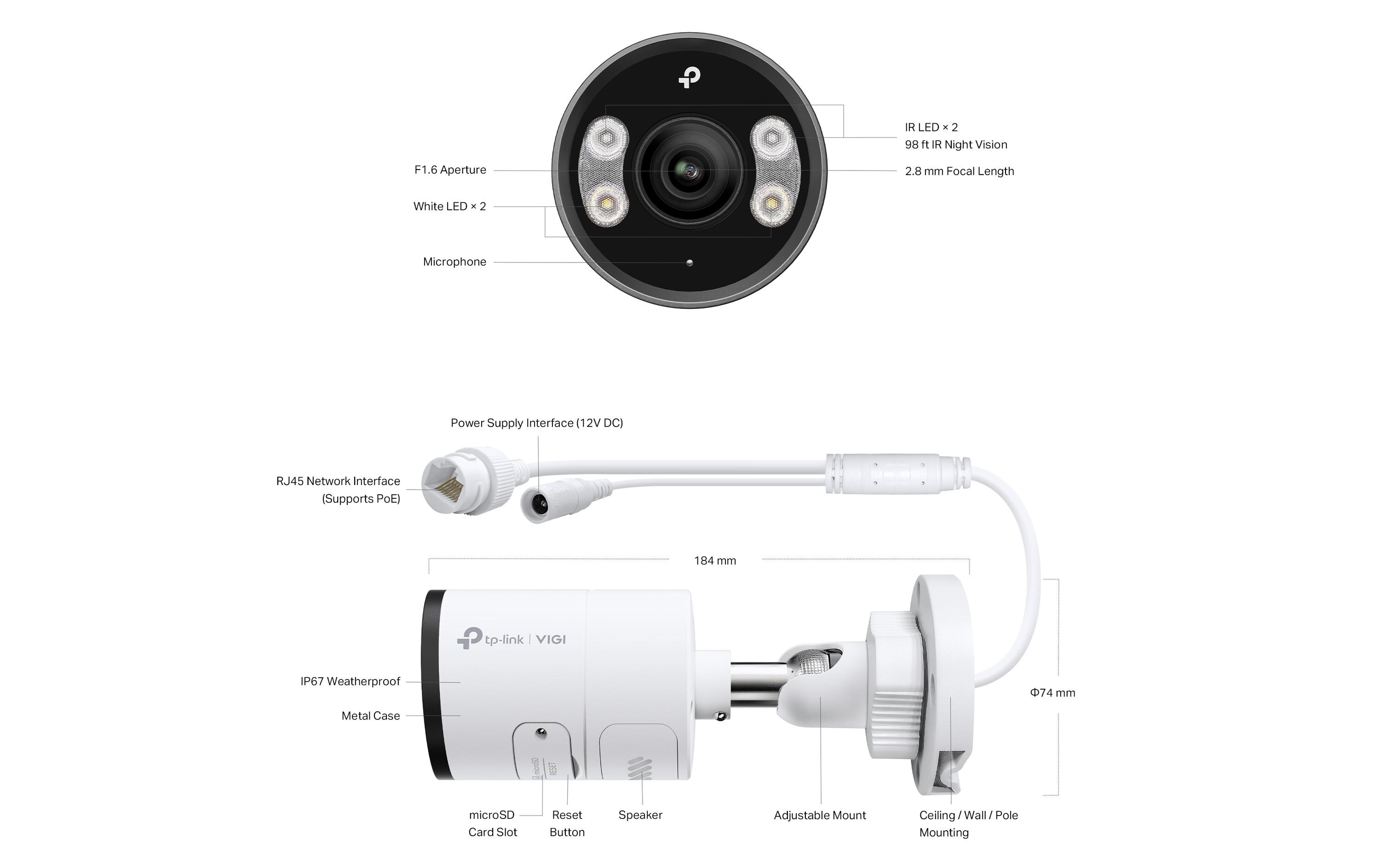 Netzwerkkamera VIGI C385 4 mm<br>VIGI 8MP Outdoor-Vollfarb-Bullet-Netzwerkkamera