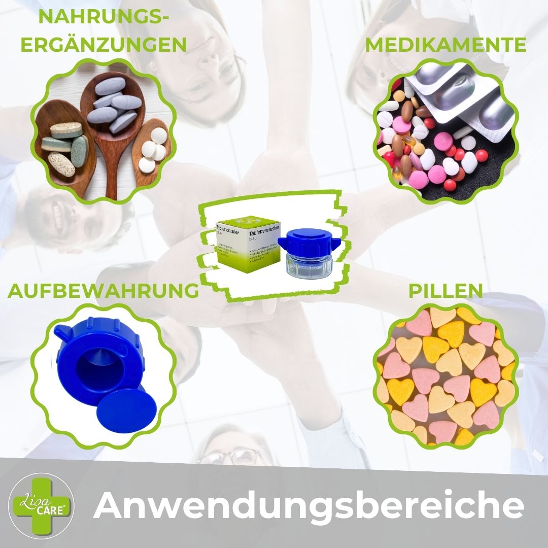 LisaCare Tabletten Mörser 5cm x 4,5cm PillenCrusher - Blau