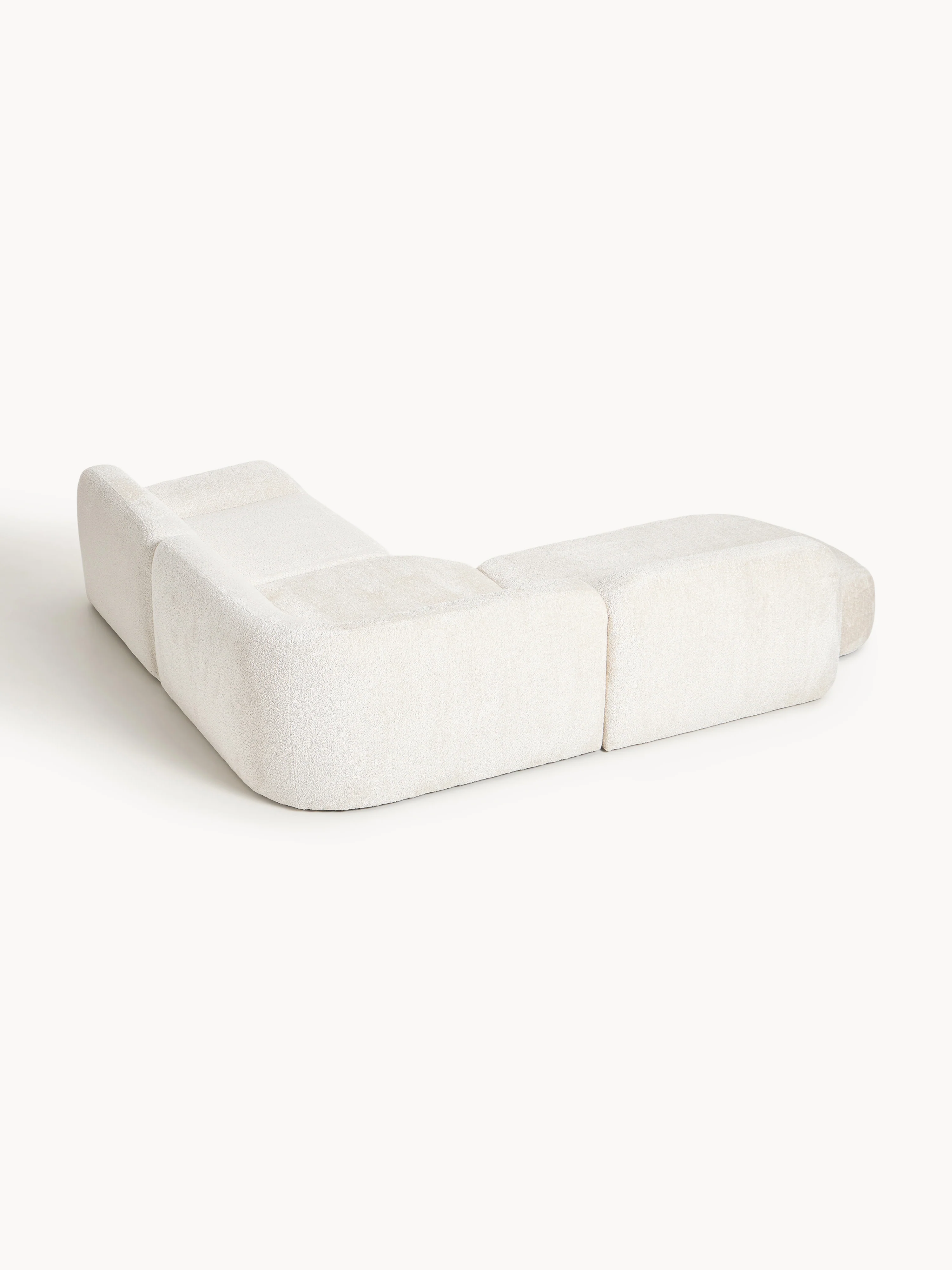 Modulaire teddy-bouclé hoekbank Wolke (4-zits) met chaise longue