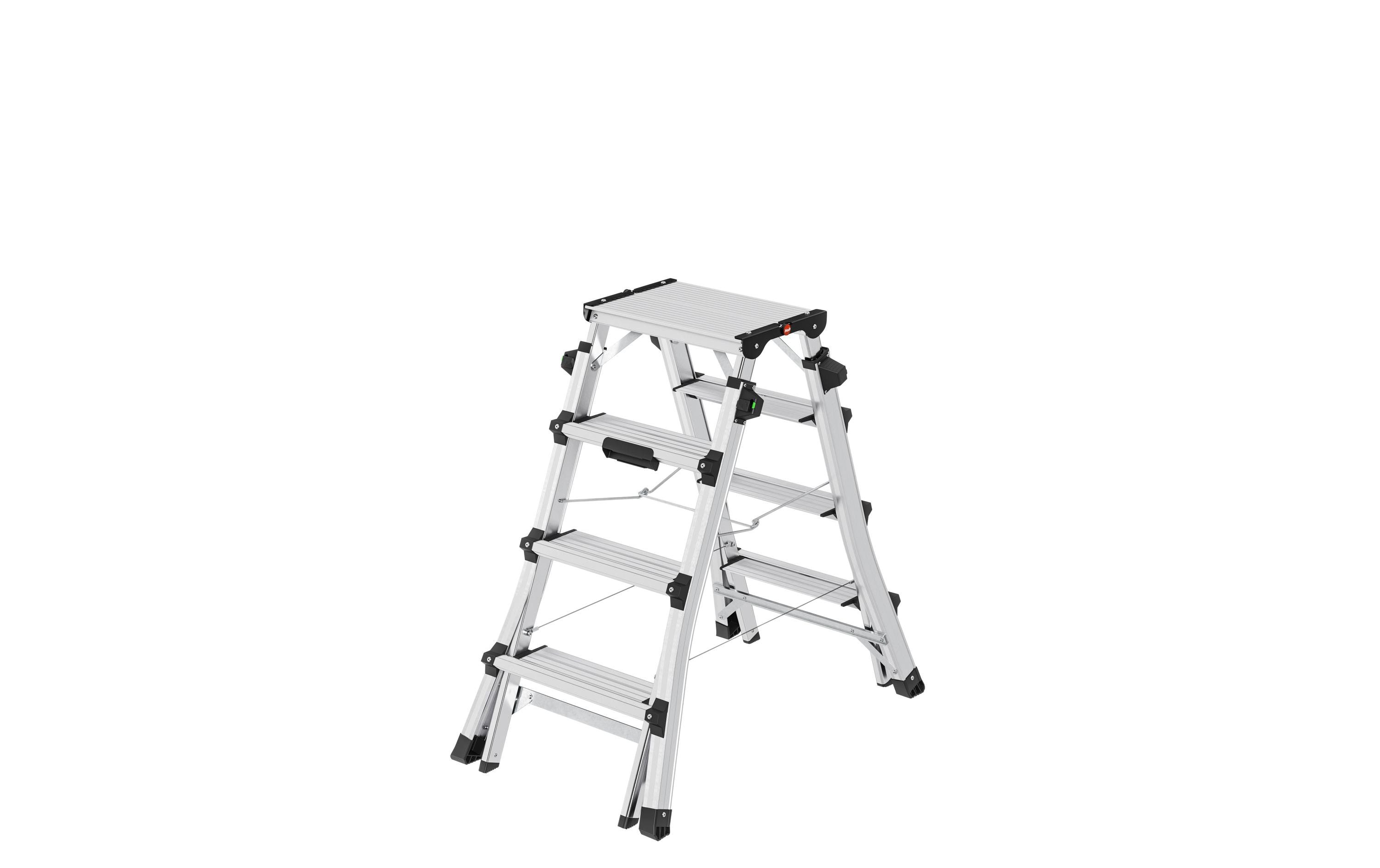 Doppelstufenleiter TopLine D100 6 Stufen<br>Die Alu-Teleskop-Doppelstufenleiter mit flexibler Arbeitshöhe