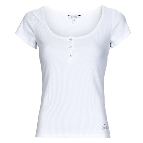 Guess - ES SS KARLEE JEWEL BTN HENLEY - Blanc