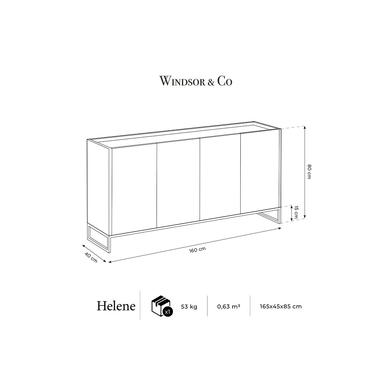 Windsor & Co Buffet Helene noir - 160x40x80 cm