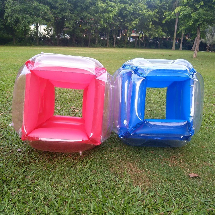(2er Set) Aufblasbare Sumo Bälle Ganzkörper Bubble Soccer Spiel für Kinder - Rot / Blau