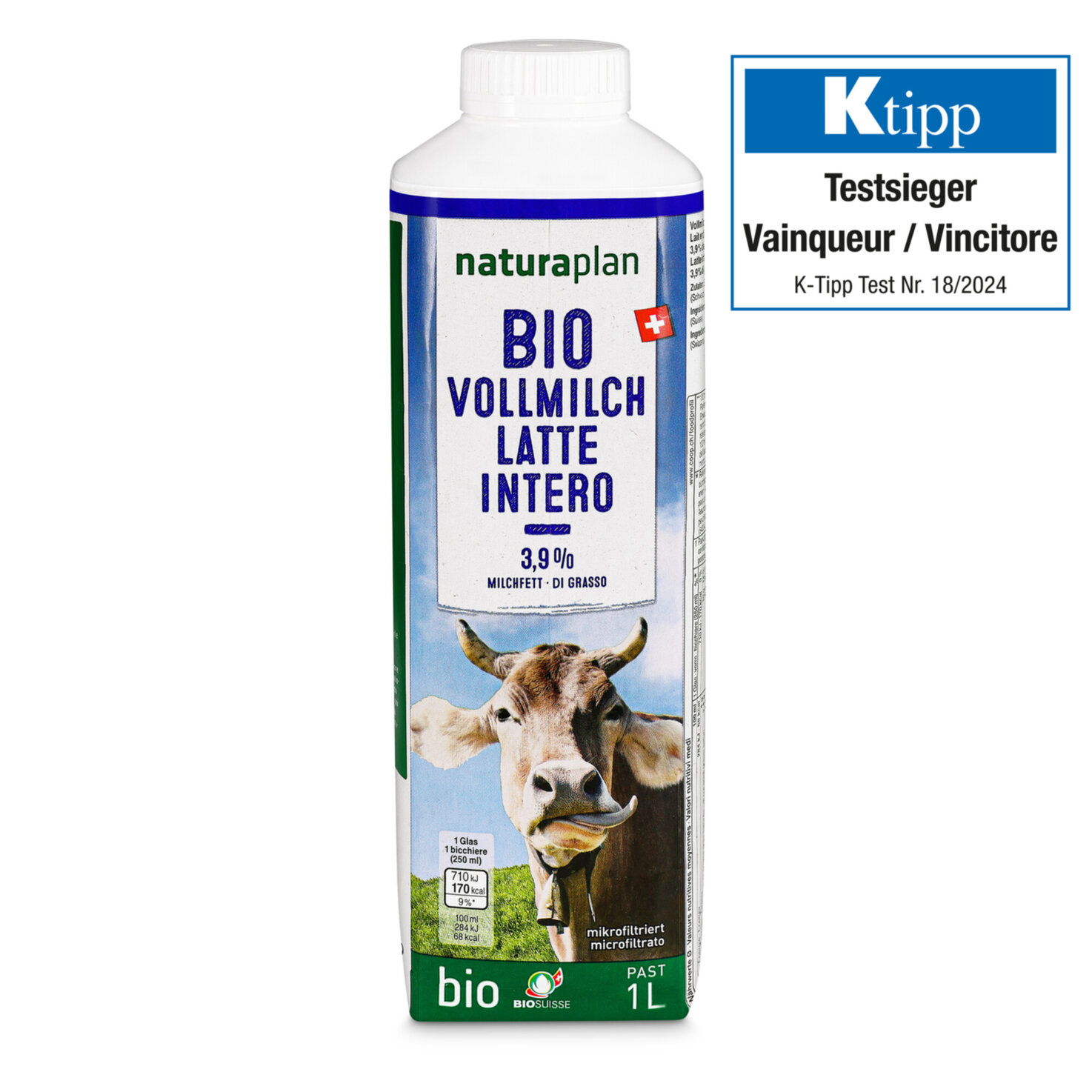 Naturaplan Bio Vollmilch 3,9% Milchfett Past -