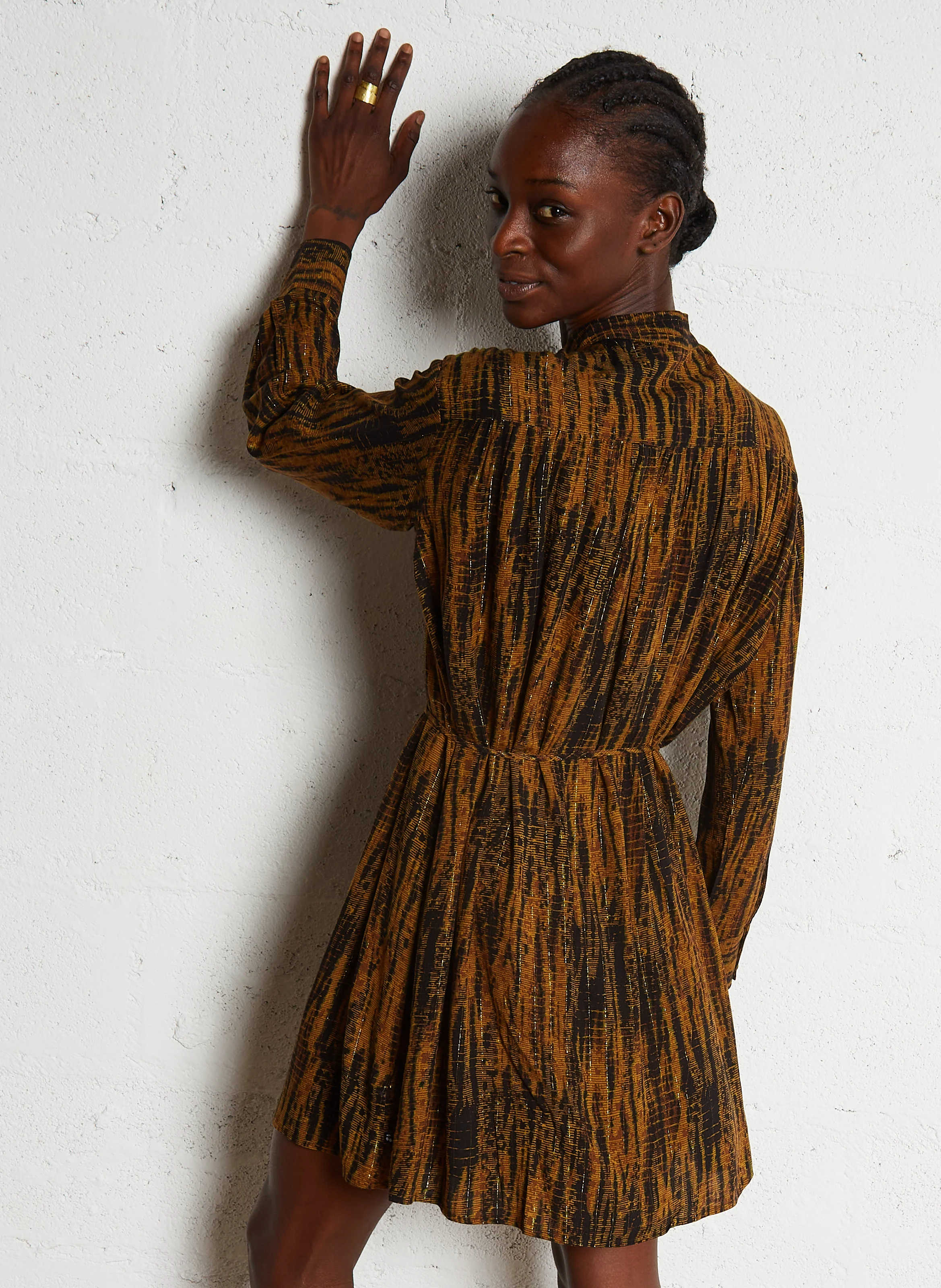 ROY - Robe ample à col mao | Marron