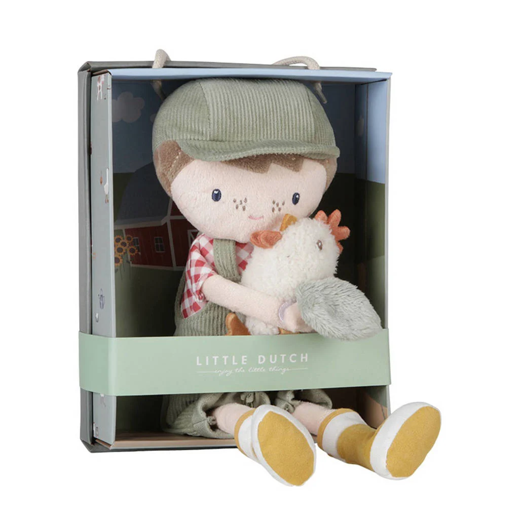 knuffelpop boer jim met kip knuffel 35 cm