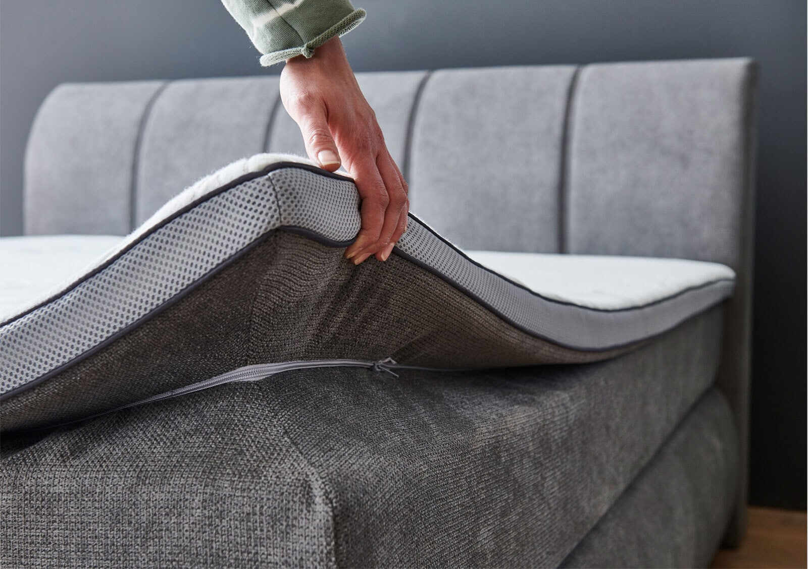 CASAVANTI Boxspringbett MALIN 180 x 200 cm grau