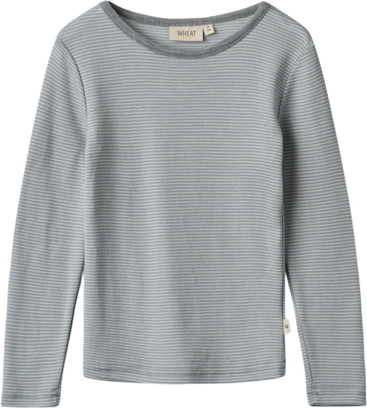 Wheat Langærmet Uld T-shirt Navy stripe