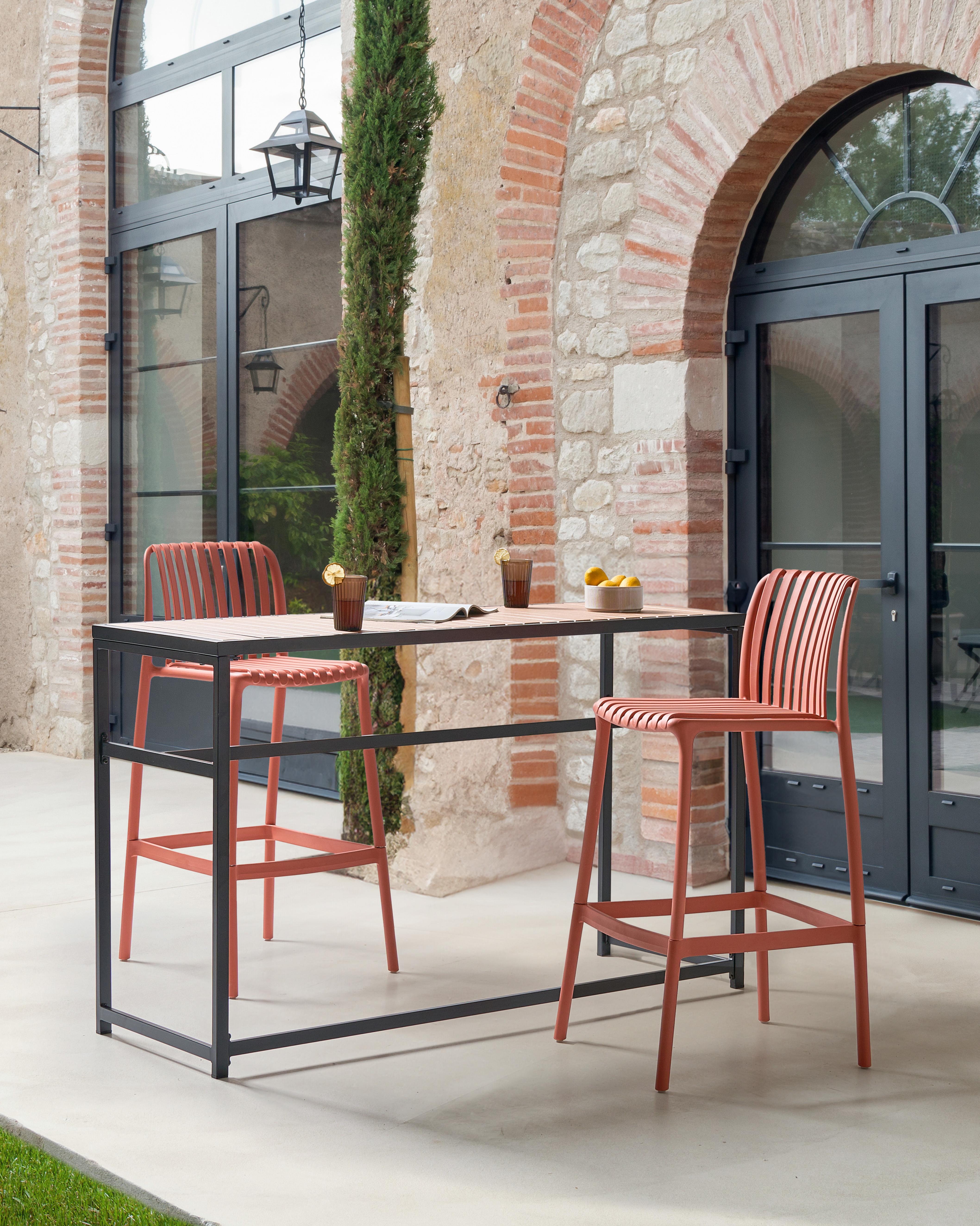 Set van 2 barstoelen ARICCIA 2 in 1 Synthetisch materiaal Lichtrood