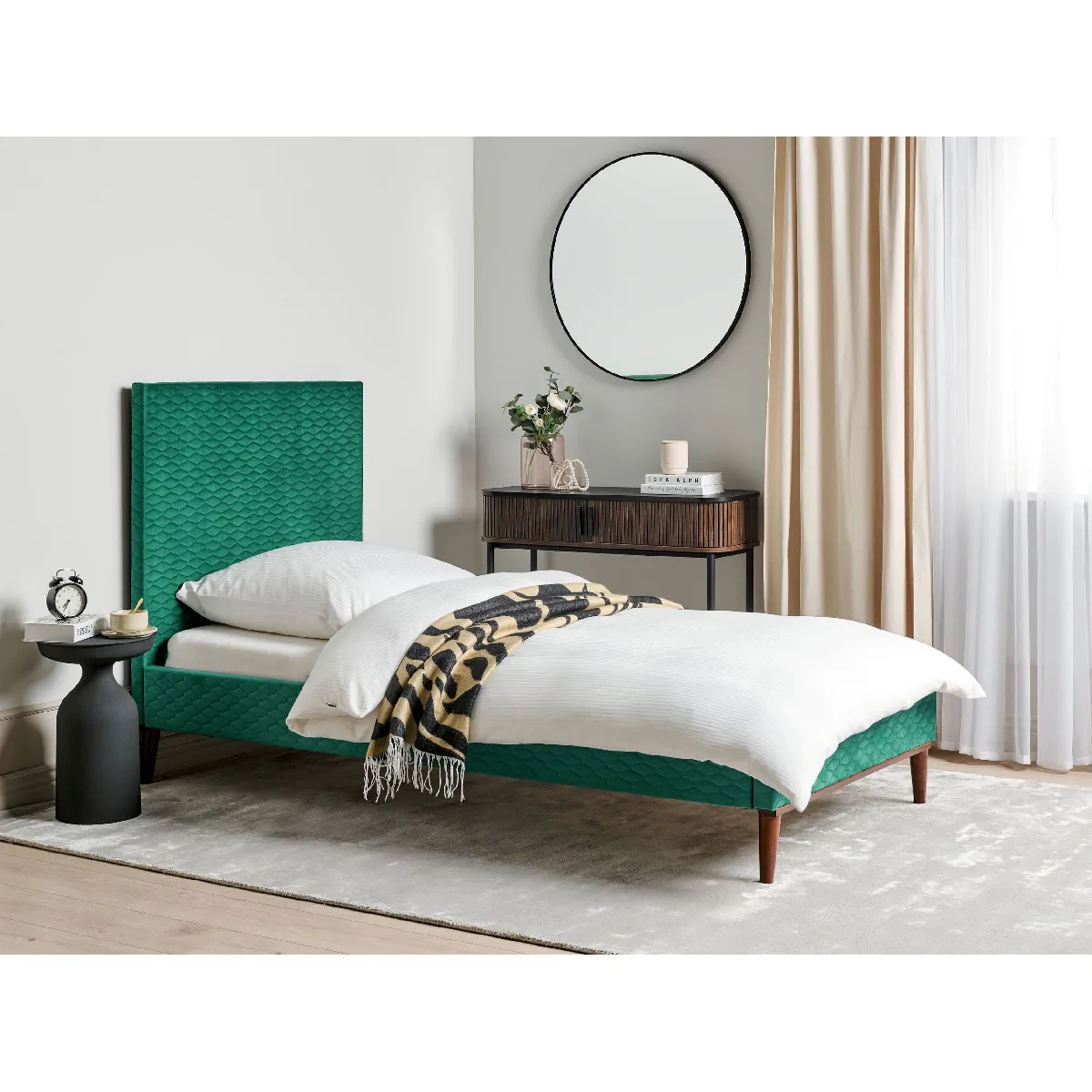 Beliani Bayonne Lit 90x200 cm Velours Vert