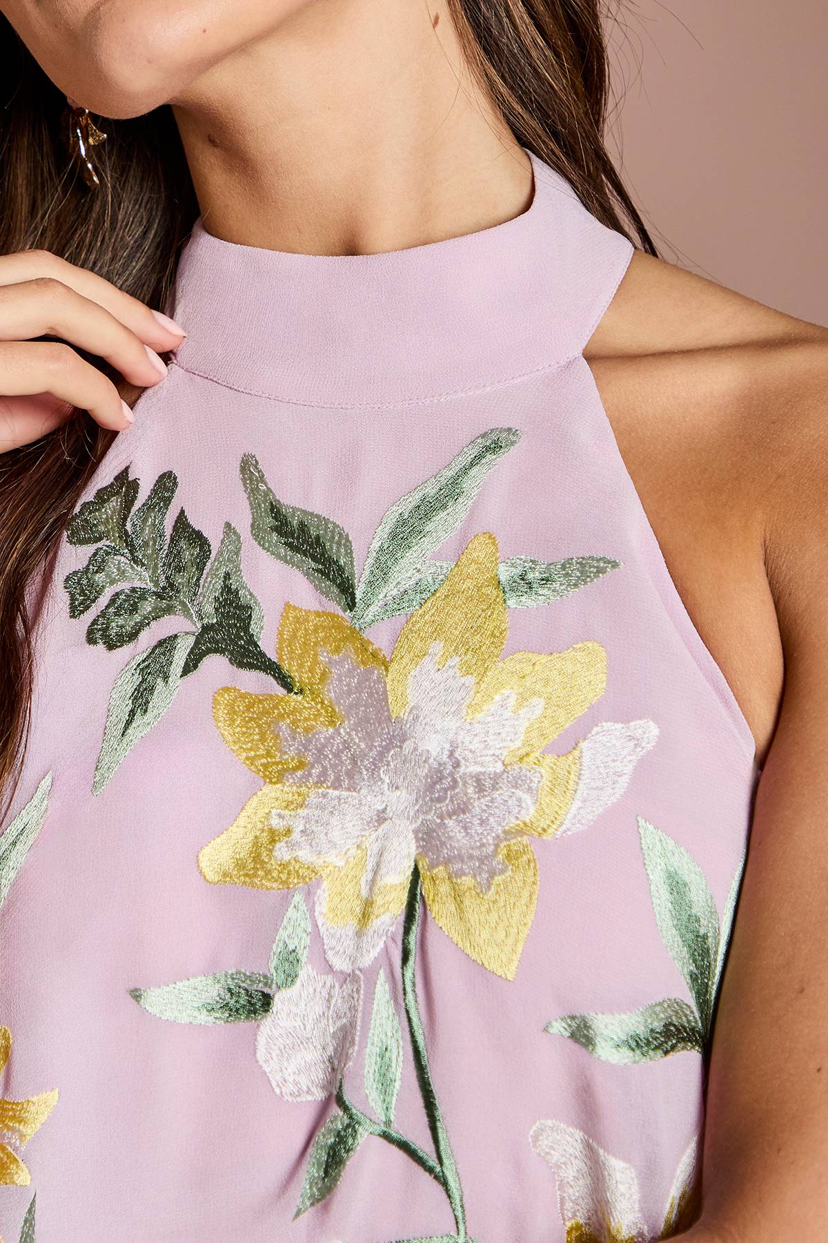 Coast Robe Midi À Col Montant Avec Broderie Florale