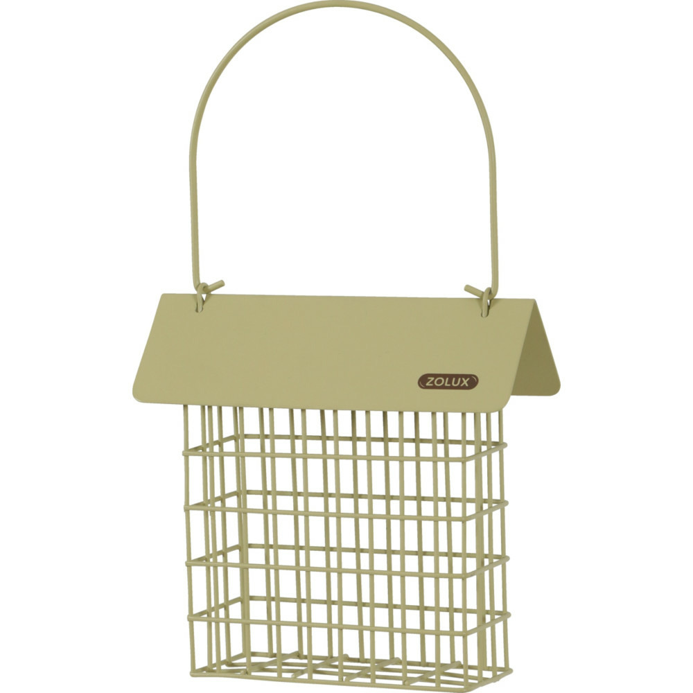 Support pain de graisse en métal avec toit vert lichen pour oiseaux