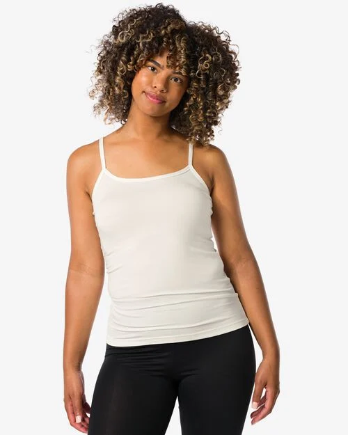 chemise pour femme Heatgen bretelles spaghetti ivoire