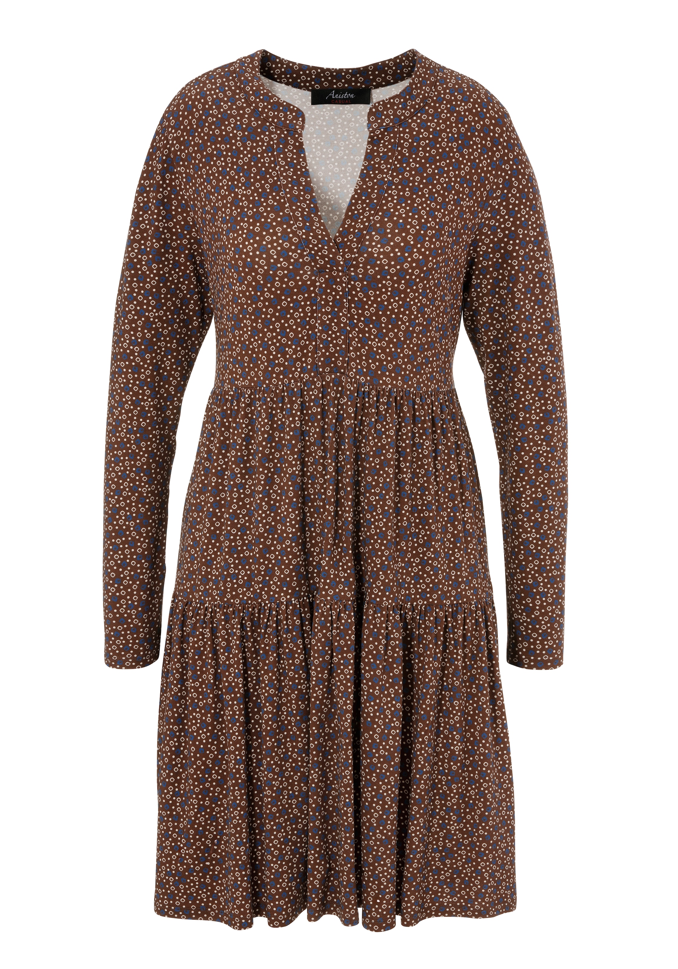 Aniston CASUAL Jerseykleid mit trendfarbigen, grafischen Allover-Druck