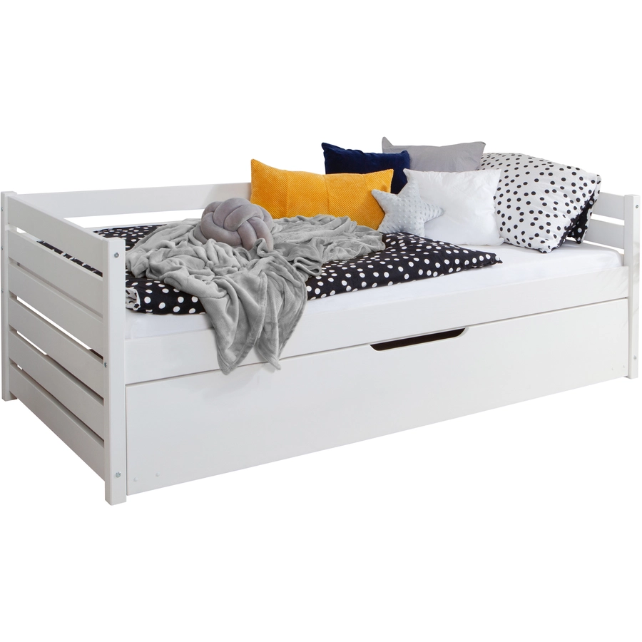 TICAA Sofabett Naomi inkl. Ausziehbett, 120x200, Weiß Weiß