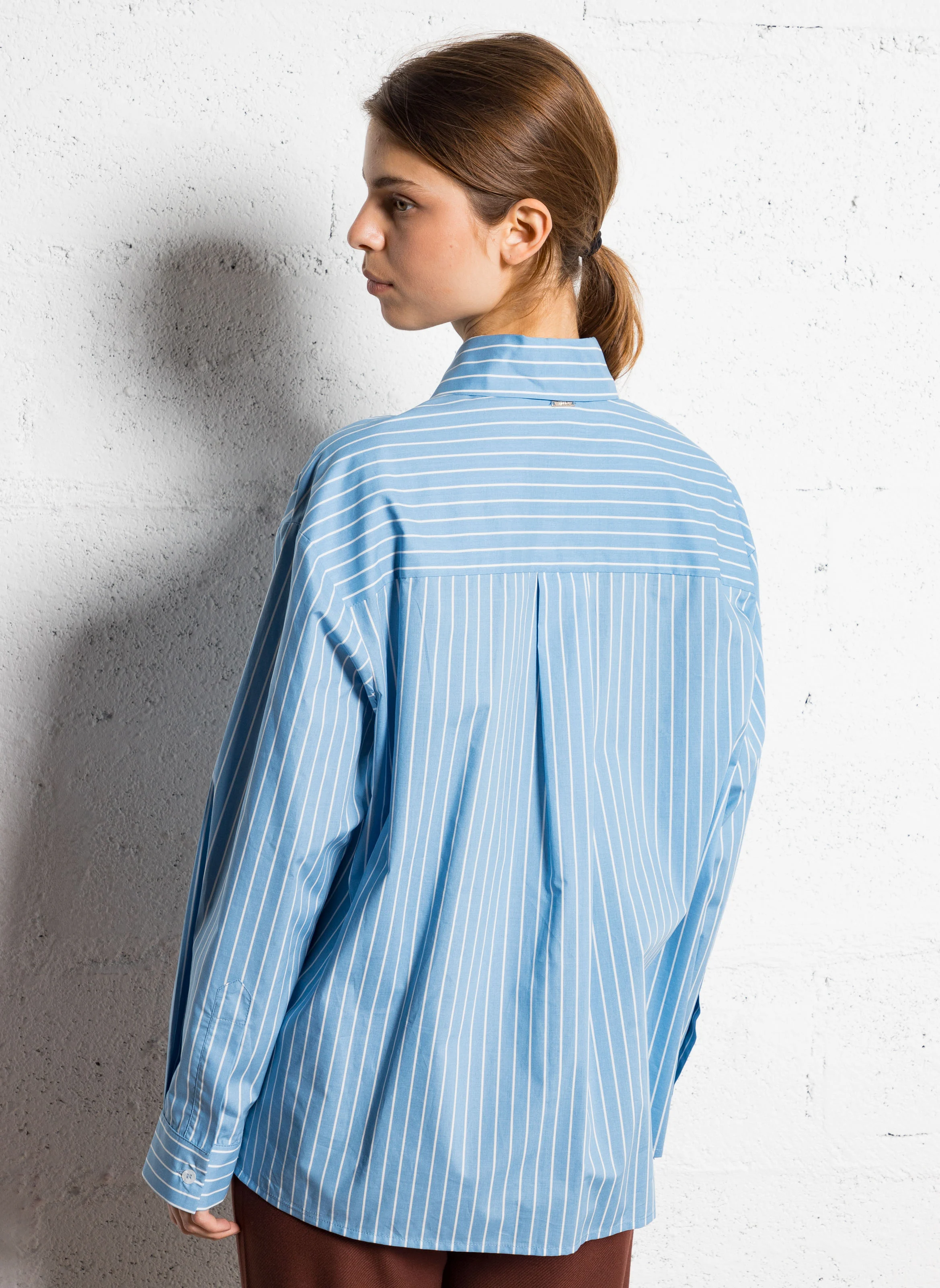 Chemise col classique en coton | Bleu