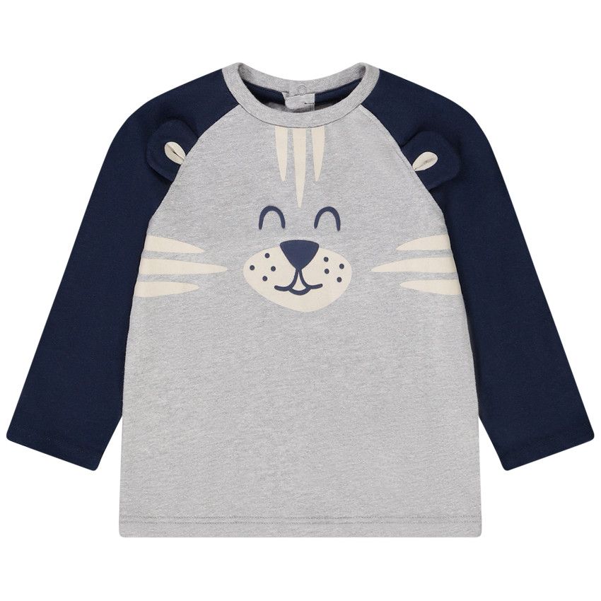T-shirt manches longues en jersey print fantaisie pour bébé garçon - Gris chiné
